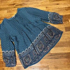 Joie Women Floral Blue Patterned Blouse medium